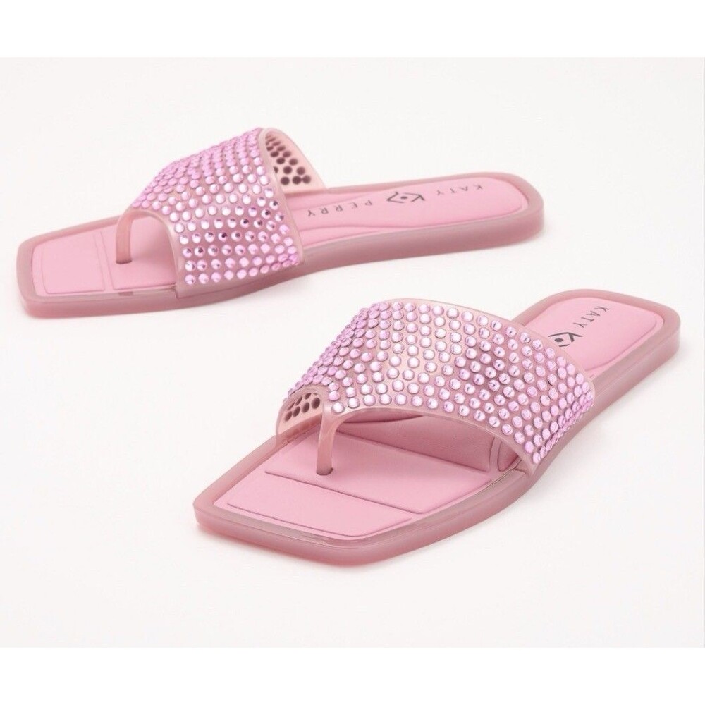 Katy Perry Embellished Geli Thong Sandals - Antique Pink Size 8